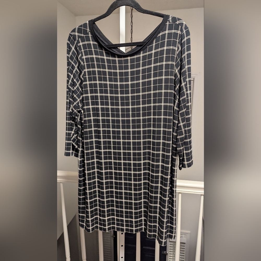 J. Jill Wearever Collection Tunic Dress in a black White Dress Size L